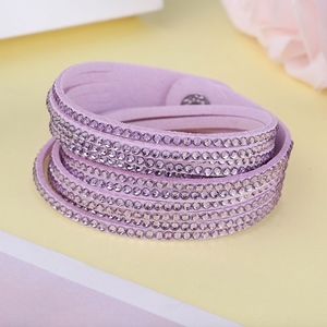 Purple Studded Vegan Suede Leather Wrap Bracelet